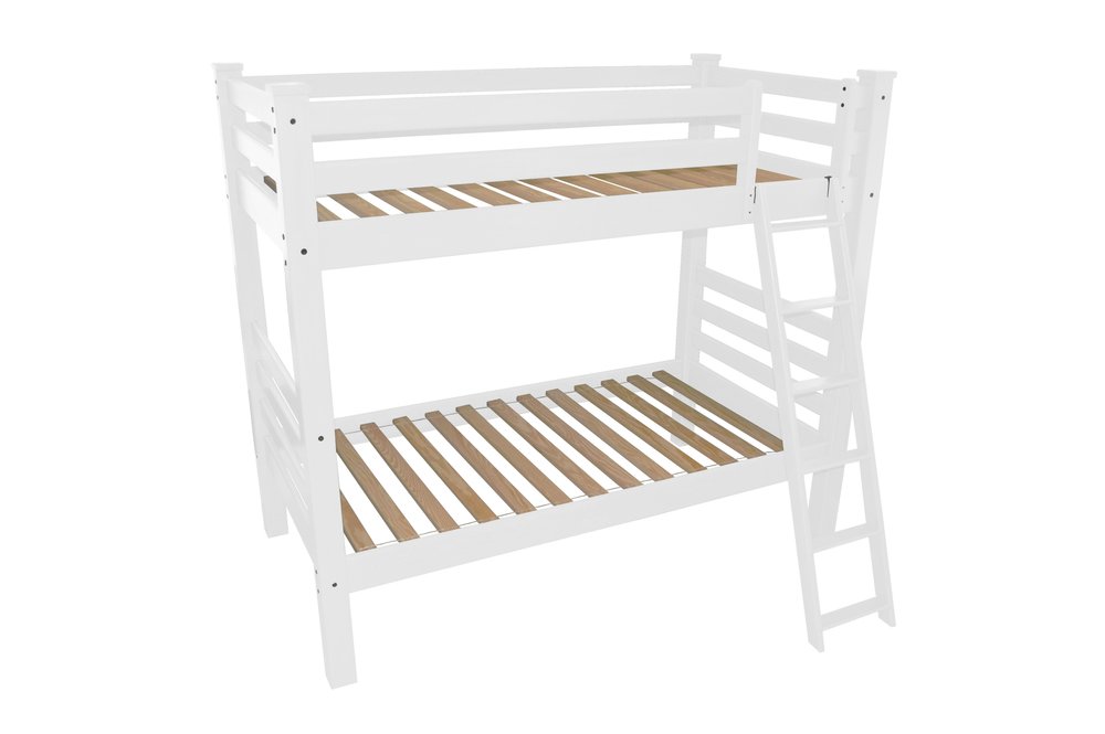White Twin Traditional Solid Wood Bunk Bed