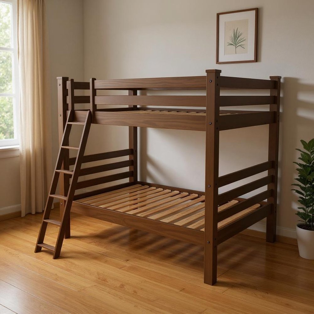 Red Full Over Full Solid Wood Bunk Bed