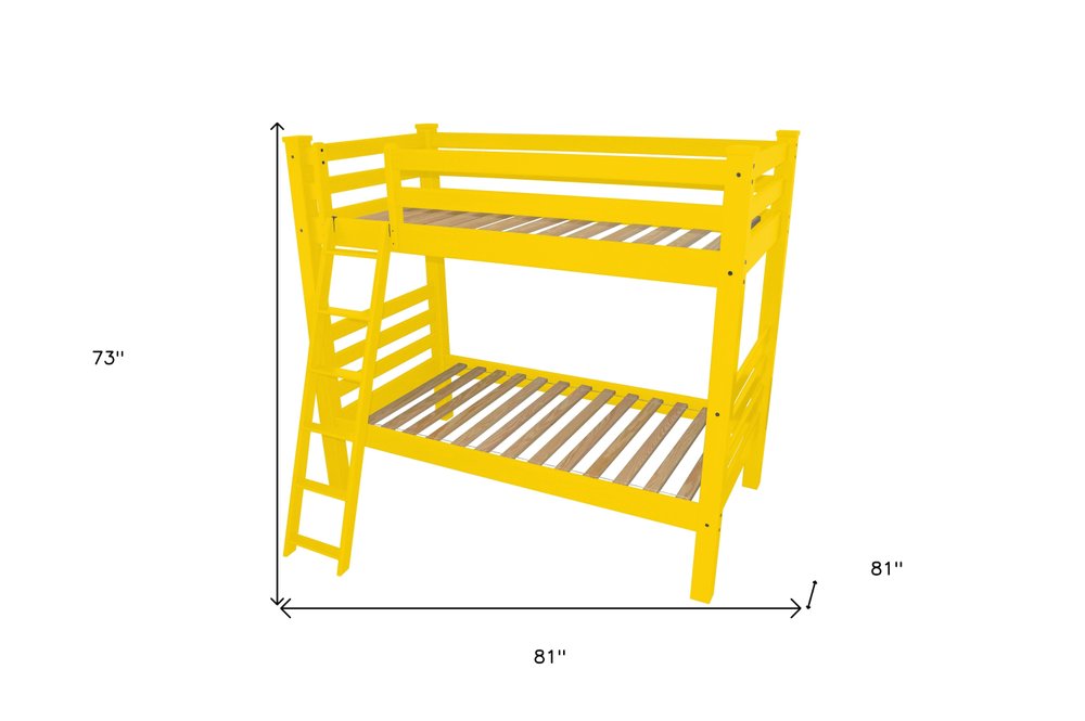 Yellow Full Traditional Solid Wood Bunk Bed