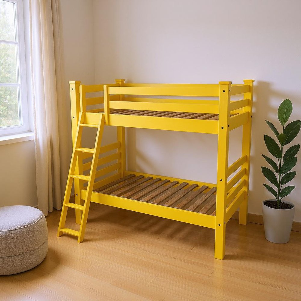 Yellow Full Traditional Solid Wood Bunk Bed