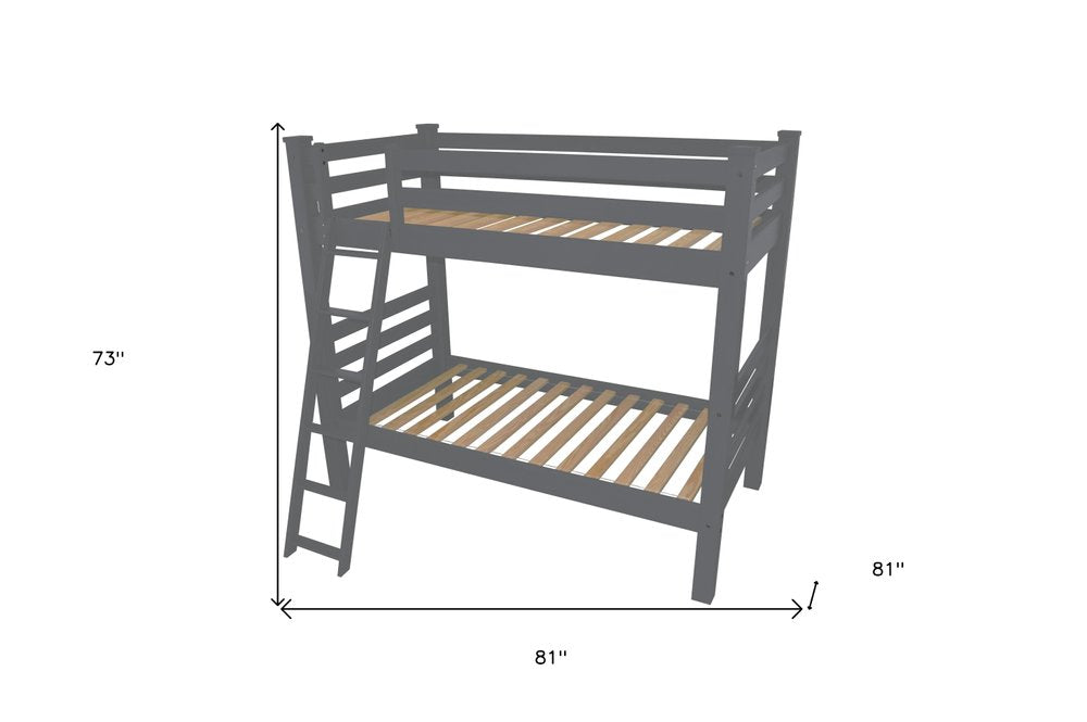 Gray Full Traditional Solid Wood Bunk Bed