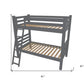 Gray Full Solid Wood Bunk Bed