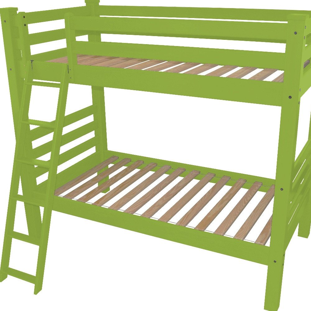 Green Full Traditional Solid Wood Bunk Bed