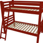 Red Full Traditional Solid Wood Bunk Bed
