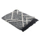 Charcoal and Off White Geometric King Cotton Coverlet With Fringe