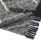 Charcoal and Off White Geometric King Cotton Coverlet With Fringe
