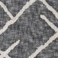 Charcoal and Off White Geometric Twin Cotton Coverlet With Fringe
