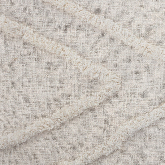 Ivory Geometric Queen Cotton Coverlet