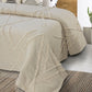Ivory Geometric Twin Cotton Coverlet With Fringe