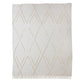 Ivory Geometric Twin Cotton Coverlet With Fringe