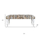47" Beige Blue and White Geometric Cotton Blend Upholstered Bench