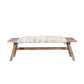 50" White and Brown Cotton Upholstered Striped Bench