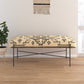 48" Cream and Black Cotton Blend Upholstered Southwest Bench