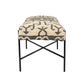 48" Cream and Black Cotton Blend Upholstered Southwest Bench