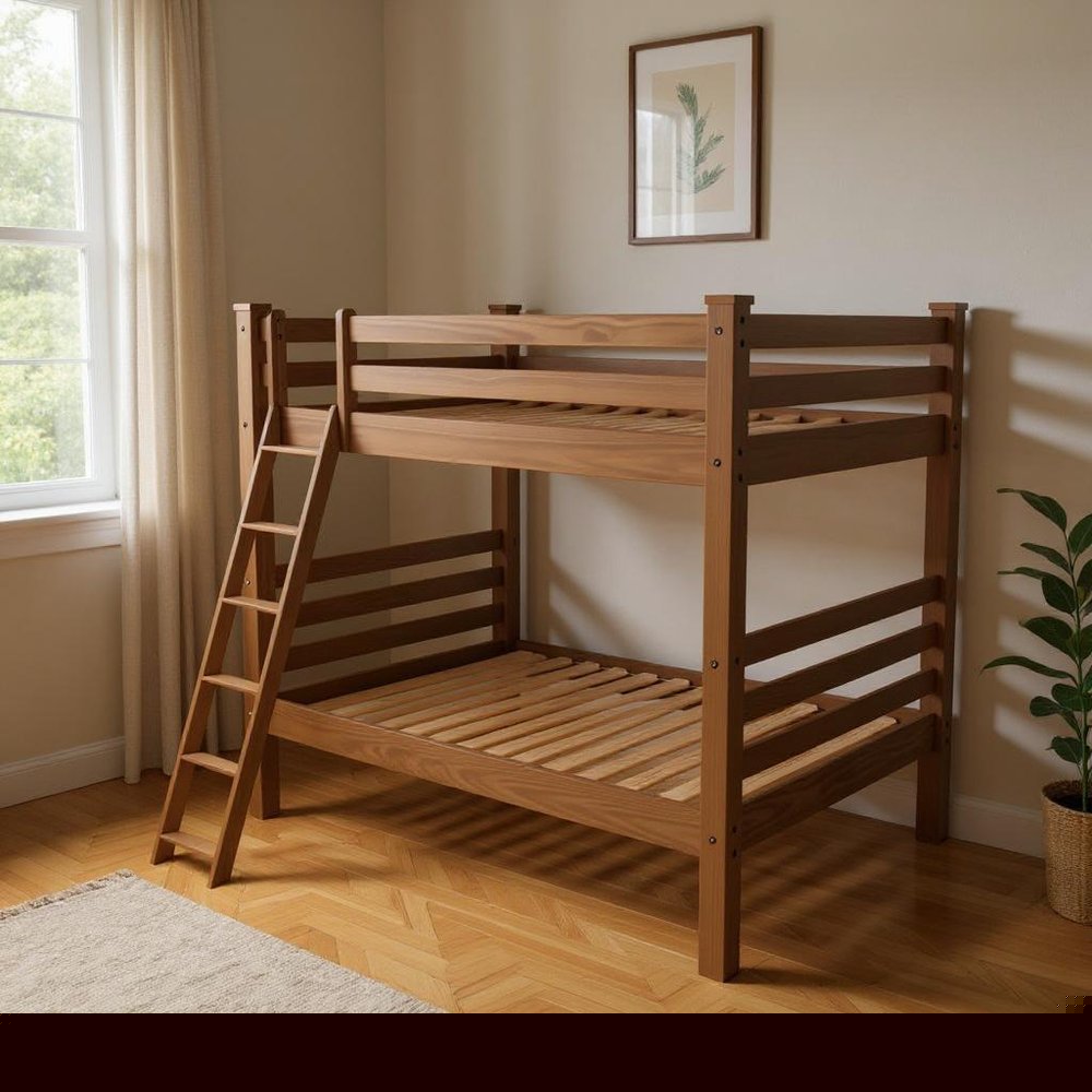 Red Queen Over Queen Solid Wood Bunk Bed