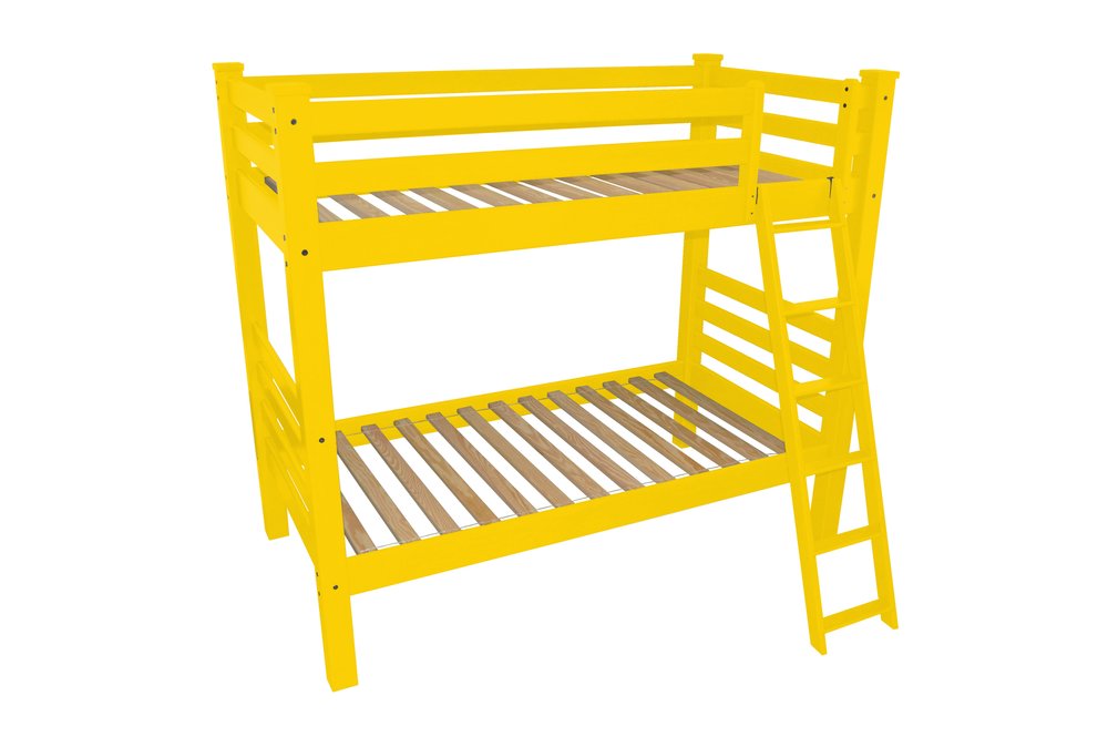 Yellow Queen Traditional Solid Wood Bunk Bed