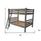 Gray Queen Over Queen Solid Wood Bunk Bed