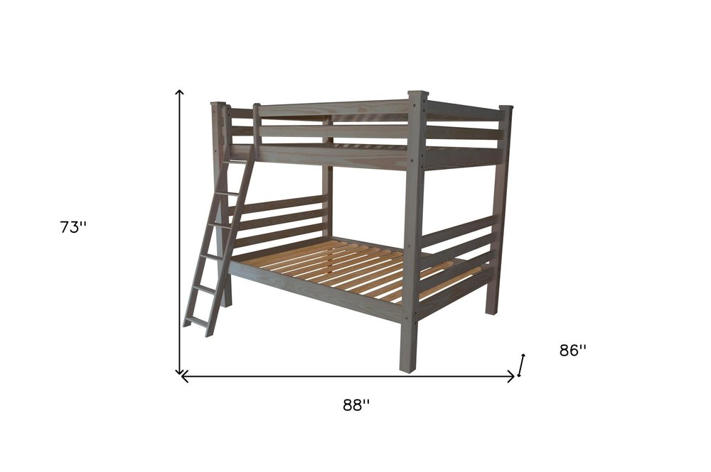 Gray Queen Over Queen Solid Wood Bunk Bed