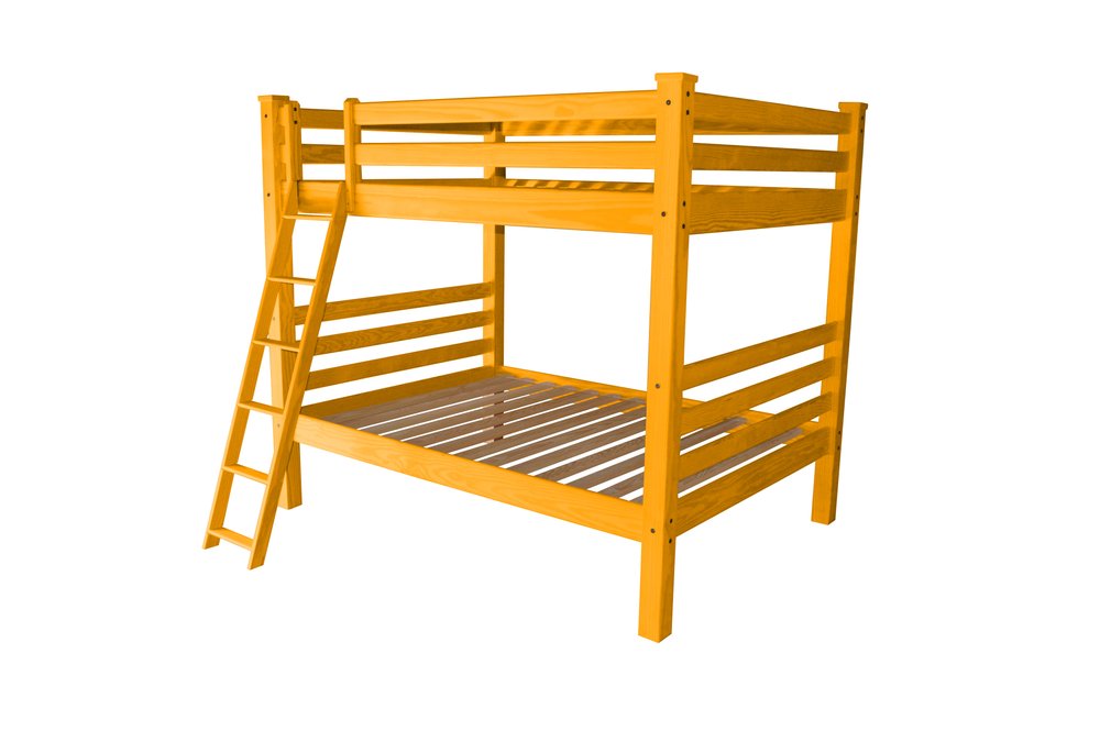 Yellow Queen Over Queen Solid Wood Bunk Bed