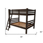 Brown Queen Over Queen Solid Wood Bunk Bed