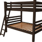 Brown Queen Over Queen Solid Wood Bunk Bed