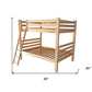 Natural Queen Over Queen Solid Wood Bunk Bed