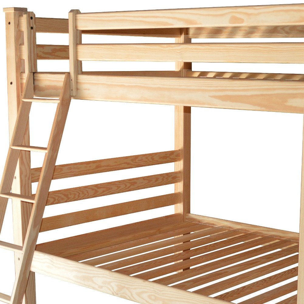 Natural Queen Over Queen Solid Wood Bunk Bed