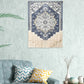 26" X 49" Blue And White Flower Floral Cotton Macrame Hanging Tapestry