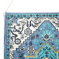 45" X 26" Blue Aqua And Ivory Flower Floral Cotton Macrame Hanging Tapestry