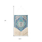 26" X 45" Blue Aqua And Ivory Flower Floral Cotton Macrame Hanging Tapestry