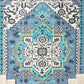 26" X 45" Blue Aqua And Ivory Flower Floral Cotton Macrame Hanging Tapestry