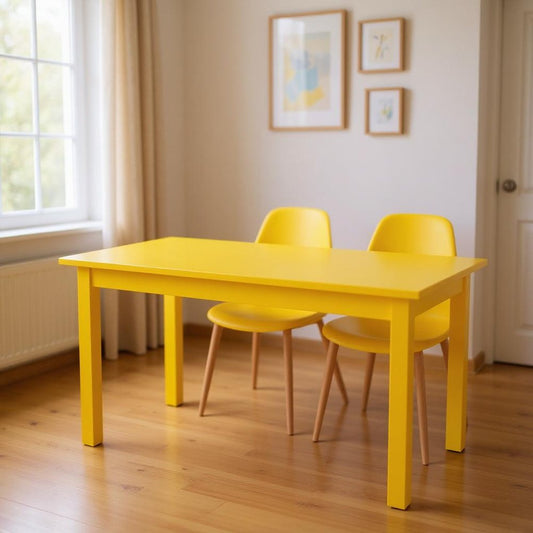 48" Yellow Solid Wood Dining Table