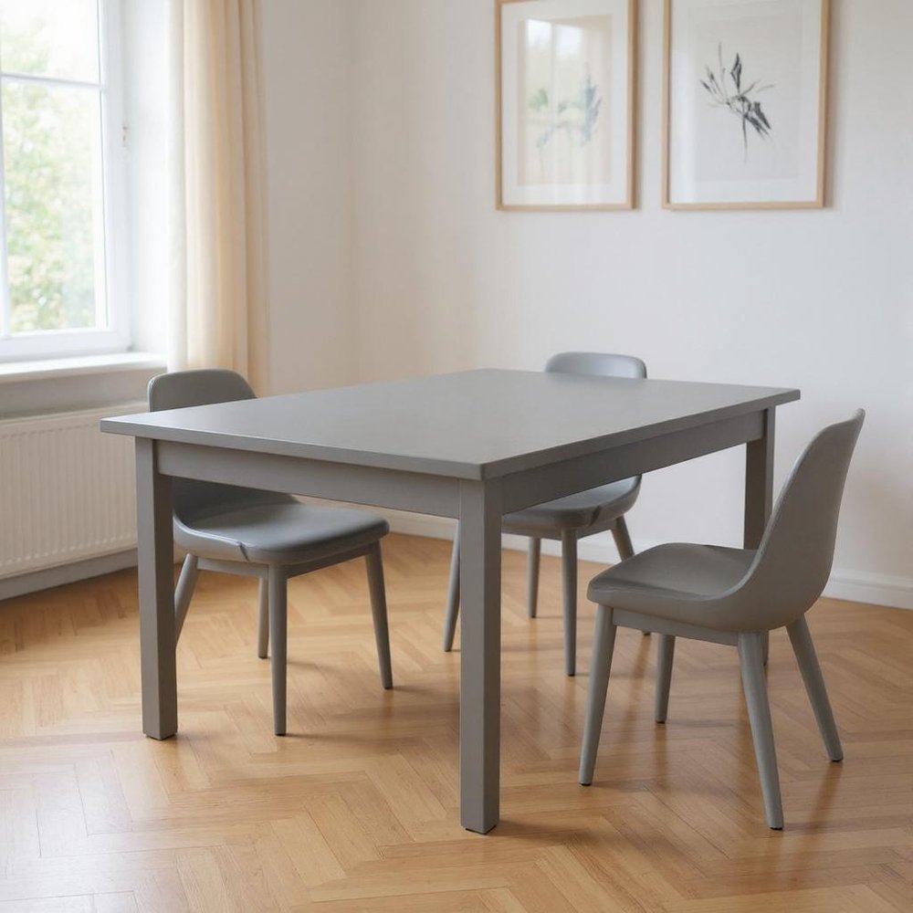 48" Gray Solid Wood Dining Table