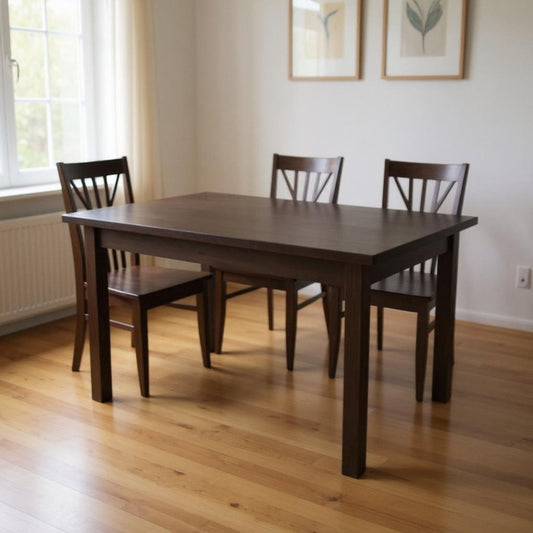 48" Dark Brown Solid Wood Dining Table