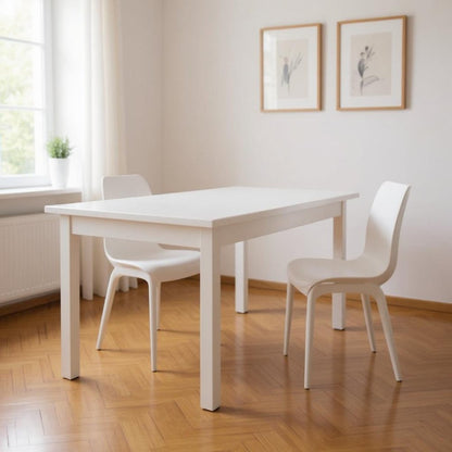 48" White Solid Wood Dining Table