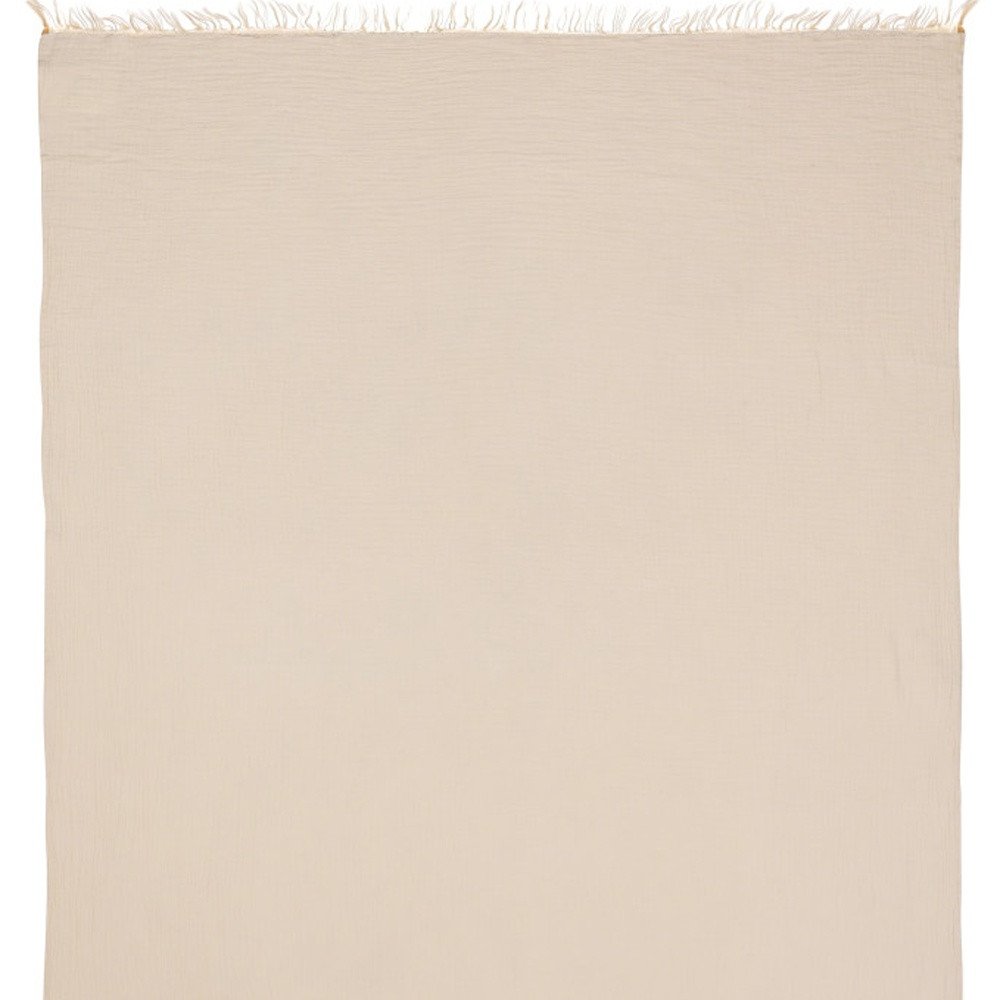 47" X 60" Beige Cotton Woven Turkish Towel Throw Blanket with Fringe