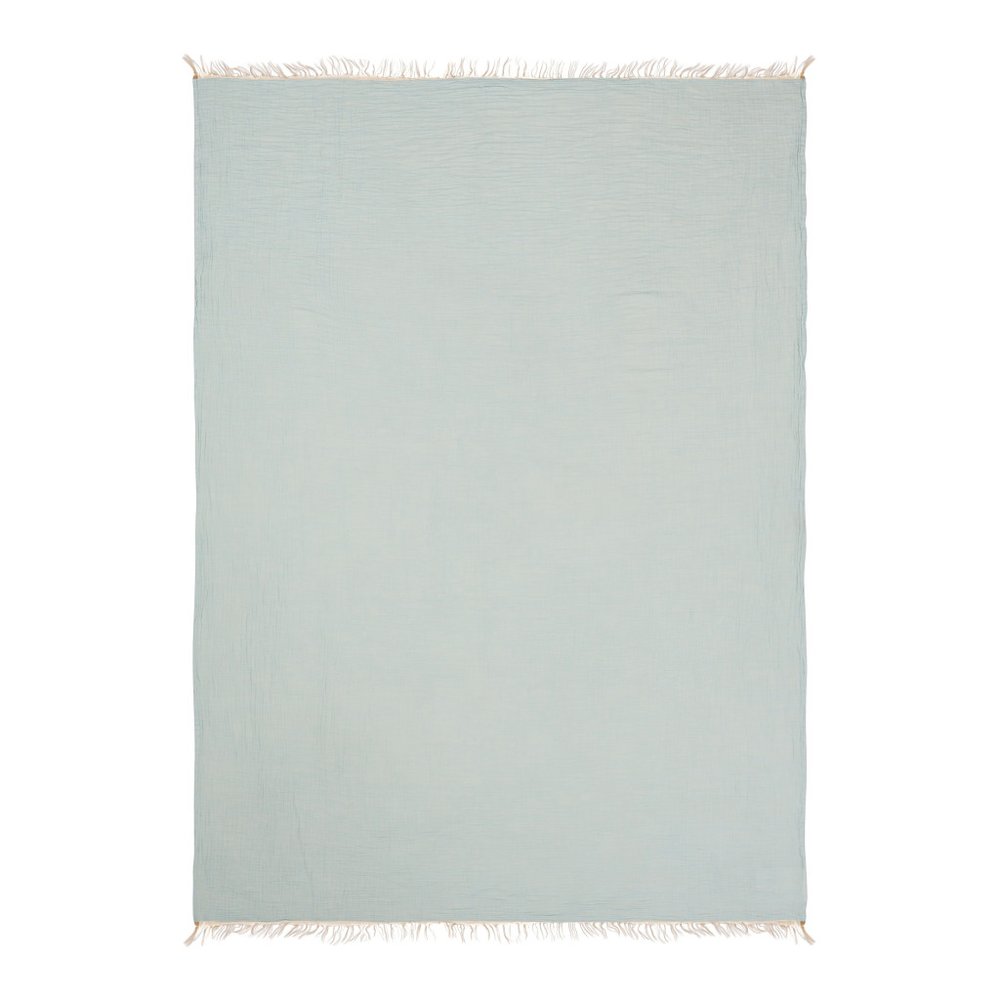 47" X 60" Aqua Cotton Woven Turkish Towel Throw Blanket with Fringe