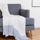47" X 60" Blue and Ivory Cotton Woven Striped Throw Blanket with Fringe