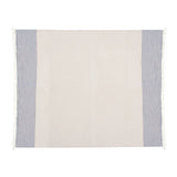 47" X 60" Blue and Ivory Cotton Woven Striped Throw Blanket with Fringe
