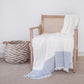 47" X 60" Blue and Ivory Cotton Woven Striped Throw Blanket with Fringe