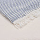 47" X 60" Blue and Ivory Cotton Woven Striped Throw Blanket with Fringe