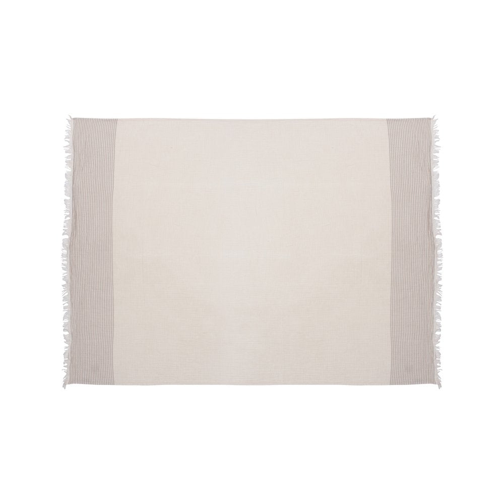 47" X 60" Blue and Ivory Cotton Woven Striped Throw Blanket with Fringe