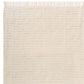50" X 60" White and Beige Cotton Blend Woven Striped Throw Blanket with Fringe