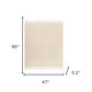 50" X 60" White and Beige Cotton Blend Woven Striped Throw Blanket with Fringe
