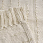 50" X 60" White And Brown Cotton Blend Woven Striped Throw Blanket with Fringe