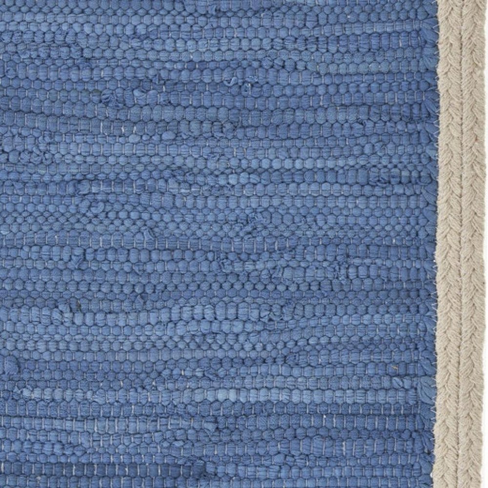 19" Set of Four Blue And Natural Solid With Border Cotton Placemats