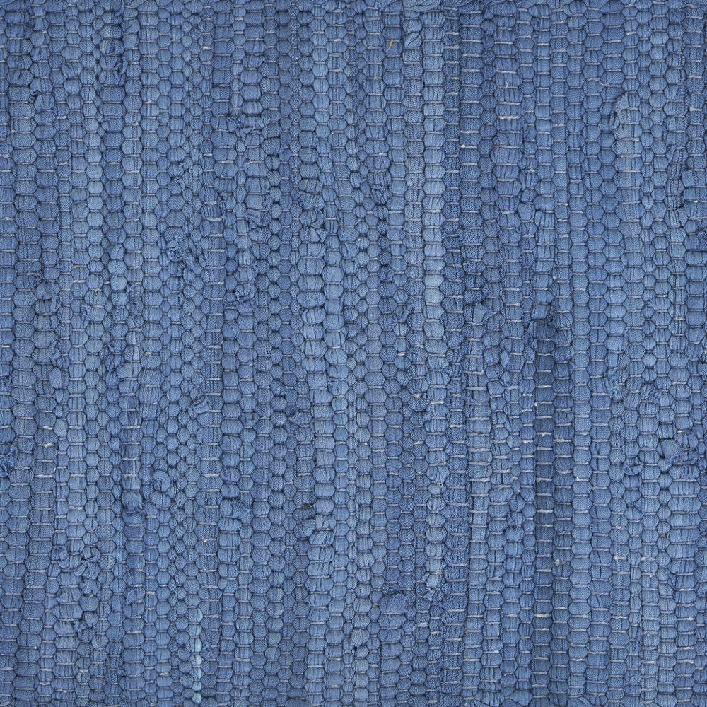 19" Set of Four Blue And Natural Solid With Border Cotton Placemats