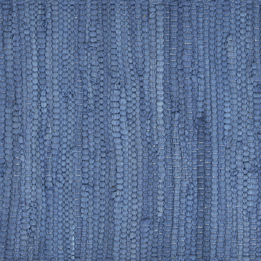 19" Set of Four Blue And Natural Solid With Border Cotton Placemats