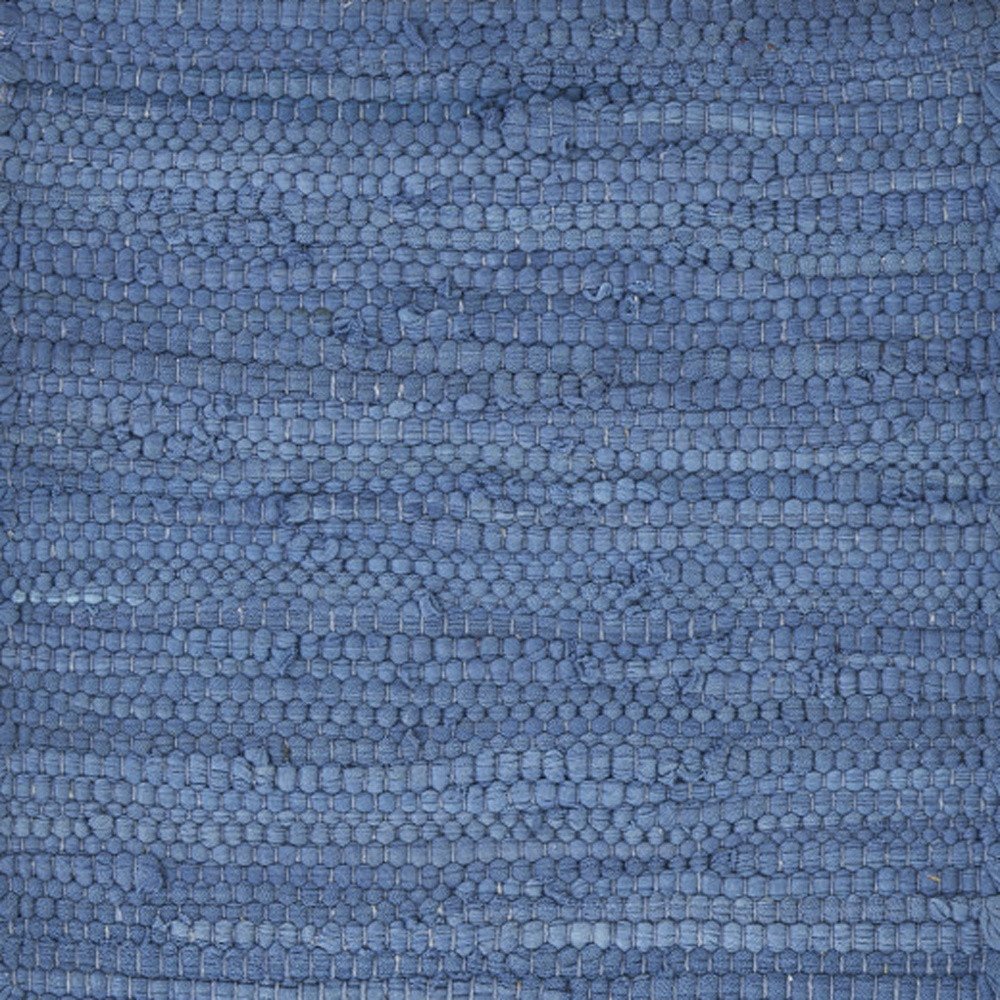 19" Set of Four Blue And Natural Solid With Border Cotton Placemats