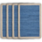 19" Set of Four Blue And Natural Solid With Border Cotton Placemats